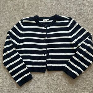SPLENDID cropped navy white cardigan
